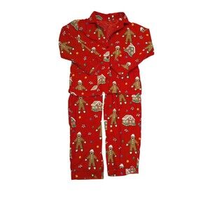 Nick and Nora Gingerbread Monkeys Cotton Flannel Pajama Set Size L~RARE~HTF